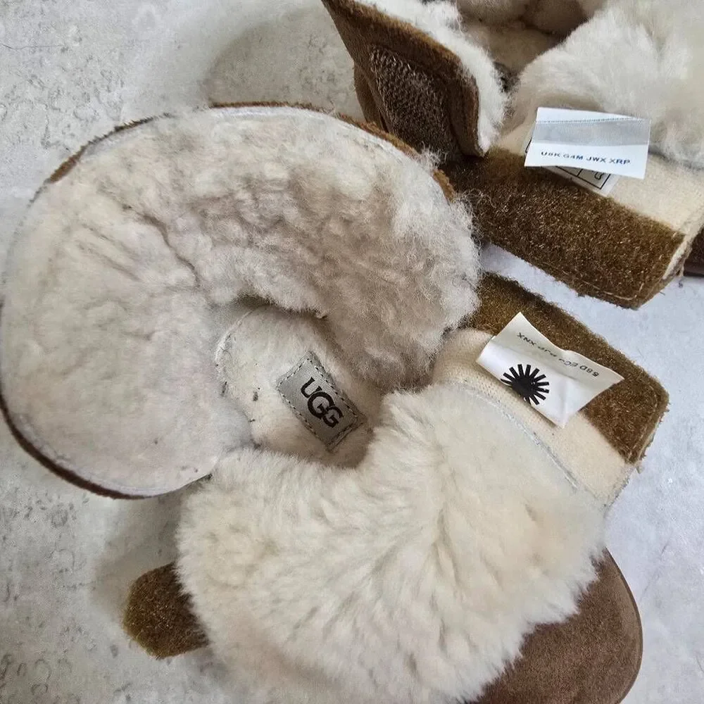 UGG Keelan Toddler Boots Chestnut Suede Fleece Shearling Ankle Booties 7